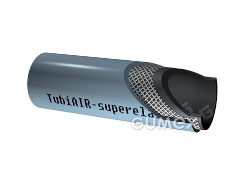 Tlaková hadica na vodu a vzduch TUBI AIR SUPERELASTIC, 6/12mm, 16bar, PVC/PVC, -5°C/+60°C, šedá